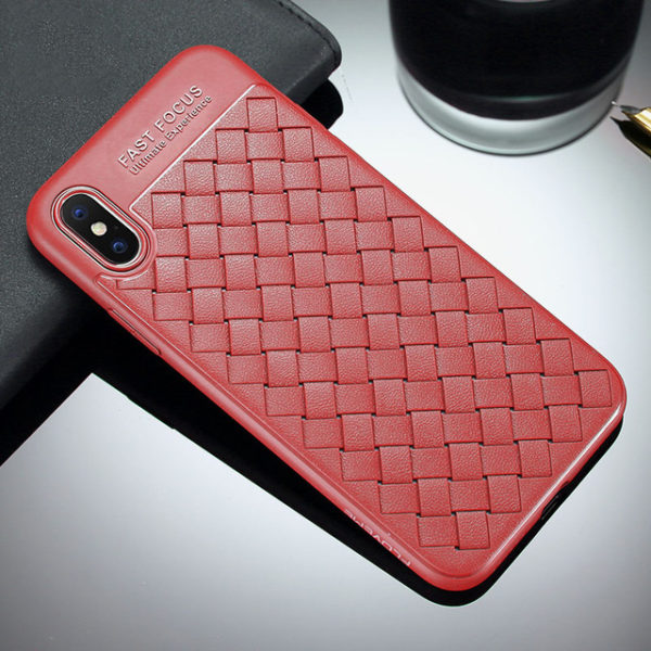 Silikónový pletený kryt Woven pre iPhone X v červenej farbe