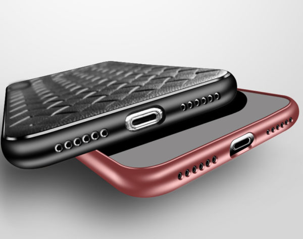 Silikónový pletený kryt Woven pre iPhone X v červenej farbe - Image 2