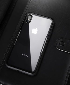 Sklenený štýlový obal pre iPhone XS MAX v čiernej farbe