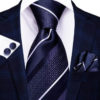 Kravatový set s modrými pásikmi ( kravata + vreckovka + manžety )