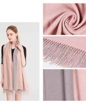Kvalitný dvojfarebný kašmírový šál v ružovo-sivej farbe