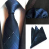 Luxusná kravata a vreckovka - kravatová sada s tmavo-modrým vzorom