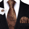 Luxusná kravatová sada s hnedým ornamentom