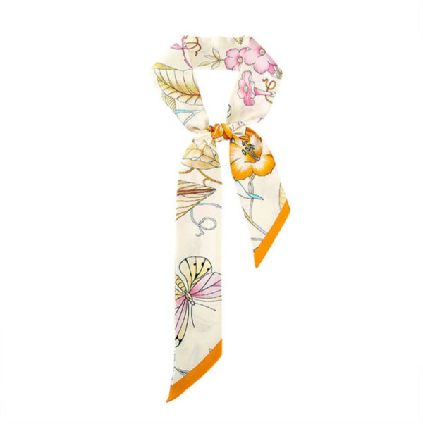 Malý hodvábny šál s kvetinovým vzorom - rozmer 125 x 6,5 cm