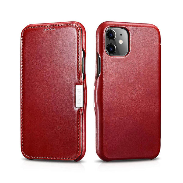 Kožené otváracie púzdro pre iPhone 11 PRO MAX, Vintage Series RED