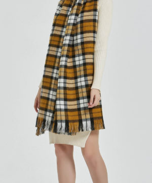 Luxusný dámsky zimný šál s moderným žltým vzorom