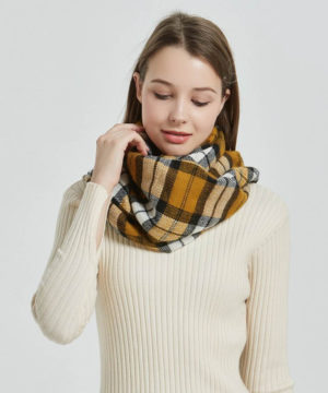 Luxusný dámsky zimný šál s moderným žltým vzorom