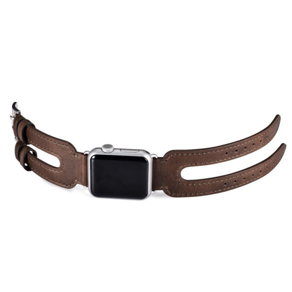 Remienok na hodinky iCarer Apple Watch 38 mm, Manžeta s dvojitou prackou z pravej kože - Image 4