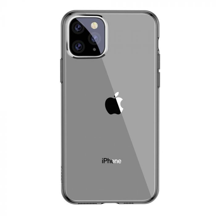 Ochranné silikónové puzdro pre iPhone 11 Pro MAX, Simplicity Series v transparentnej čiernej farbe