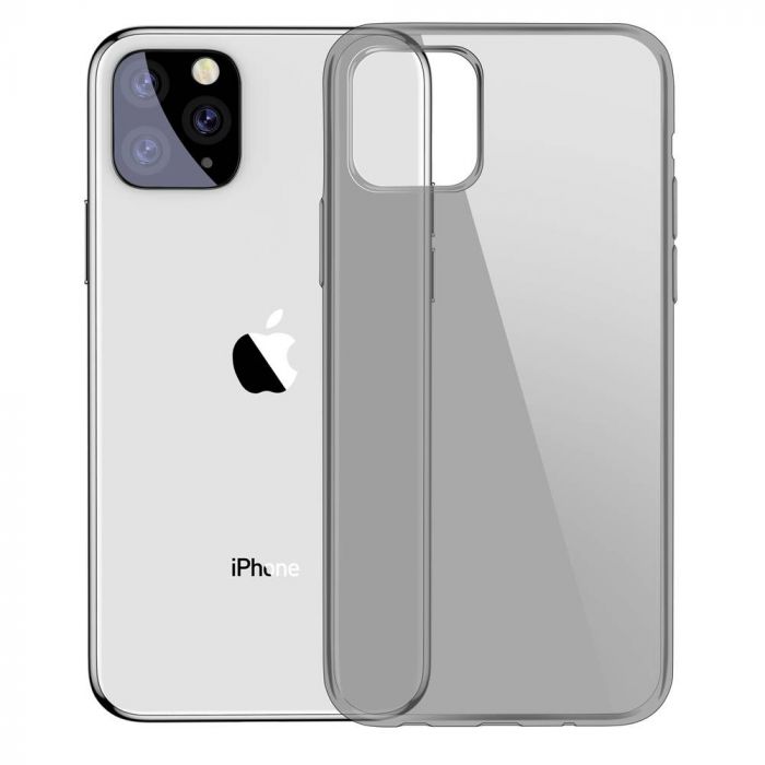 Luxusné ochranné silikónové puzdro pre iPhone 11 Pro MAX, Simplicity Series v transparentnej čiernej farbe – Obrázok 2