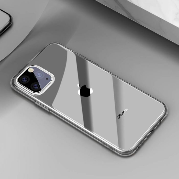 Luxusné ochranné silikónové puzdro pre iPhone 11 Pro MAX, Simplicity Series v transparentnej čiernej farbe – Obrázok 5