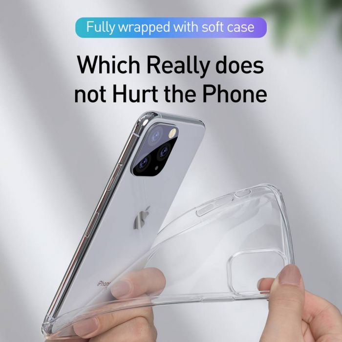 Luxusné ochranné silikónové puzdro pre iPhone 11 Pro MAX, Simplicity Series v transparentnej čiernej farbe – Obrázok 8