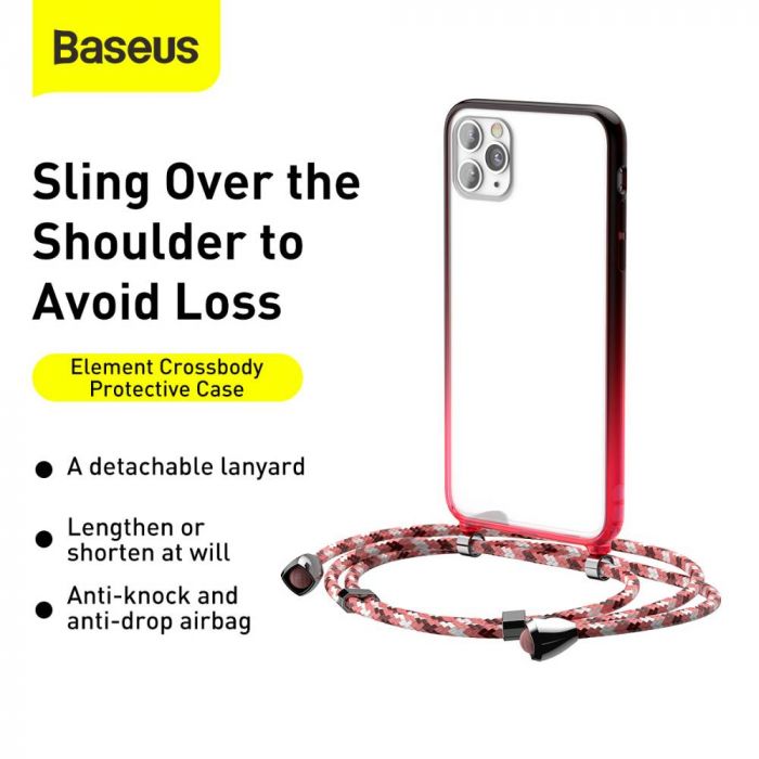 Luxusný ochranný crossbody obal pre iPhone 11 Pro MAX, Case Element Crossbody Red – Obrázok 9