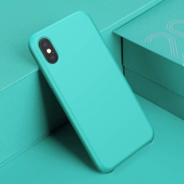 Luxusný ochranný kryt pre iPhone XS, Liquid Silicone Blue - Image 2