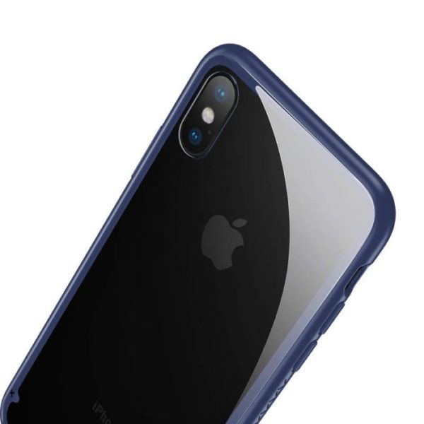Luxusný sklenený obal pre iPhone X v modrej farbe - Image 4