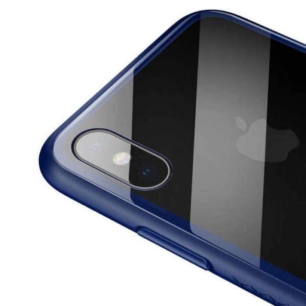 Luxusný sklenený obal pre iPhone X v modrej farbe - Image 3