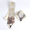 Luxusná hodvábna kravata a vreckovka, Slovenská výroba - Kriváň a jeleň cream
