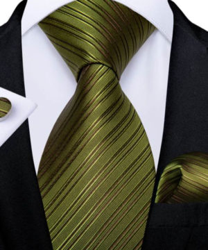 Kravatová sada v sýto zelenej farbe s drobnými pásikmi