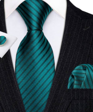 Luxusný zelený kravatový set - viazanka + gombíky + vreckovka