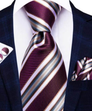 Štýlová kravatová sada s viac-farebnými pásikmi