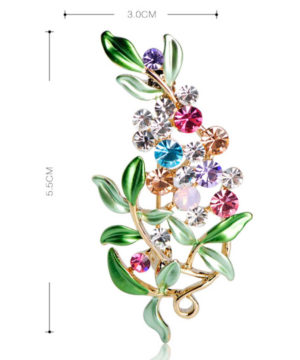 Luxusná smaltovaná brošňa v podobe kvetiny s kryštálikmi