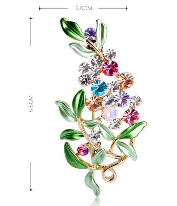 Luxusná smaltovaná brošňa v podobe kvetiny s kryštálikmi