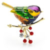 Luxusná brošňa v podobe farebného smaltovaného vtáčika