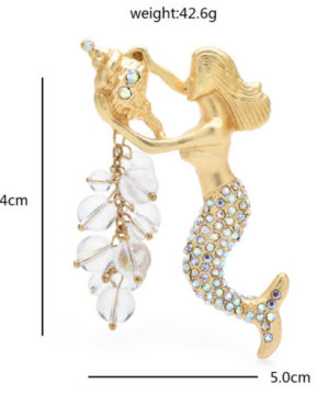 Luxusná veľká brošňa v podobe morskej panny