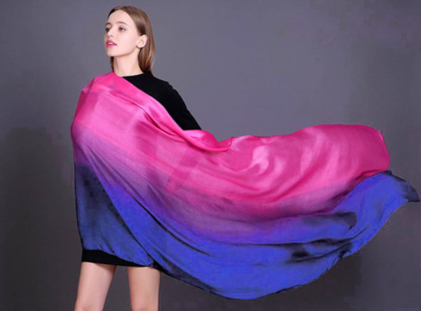 Veľký hodvábny šál v dvoch farbách - vzor 2, 180 x 110 cm