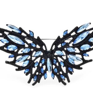 Moderná brošňa na šaty v podobe motýľa s kryštálikmi