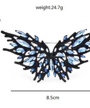 Moderná brošňa na šaty v podobe motýľa s kryštálikmi