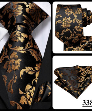 Kravatová sada s pomarančovým vzorom ( kravata + manžety + vreckovka )