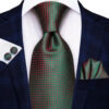 Kravatový set s farebným vzorom ( kravata + manžety + vreckovka )