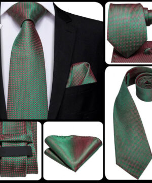Kravatový set s farebným vzorom ( kravata + manžety + vreckovka )