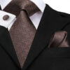 Kravatový set s hnedým vzorom ( kravata + manžety + vreckovka )