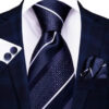 Kravatový set s modrými pásikmi( kravata + manžety + vreckovka )
