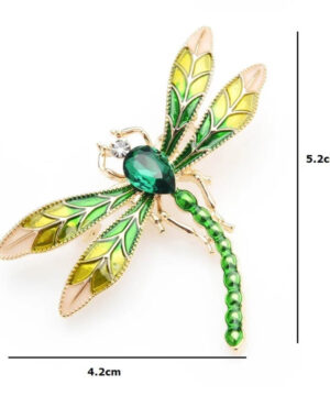 Luxusná brošňa na šaty v podobe roztomilej zelenej vážky