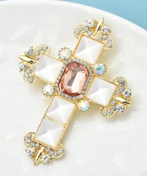 Luxusná brošňa na šaty v pohode smaltovaného kríža s kryštálikmi