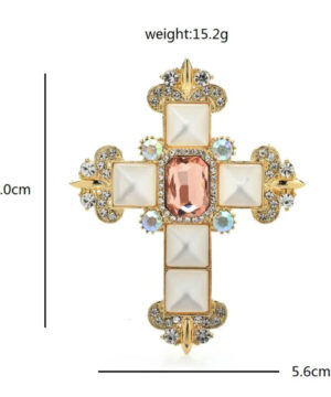 Luxusná brošňa na šaty v pohode smaltovaného kríža s kryštálikmi