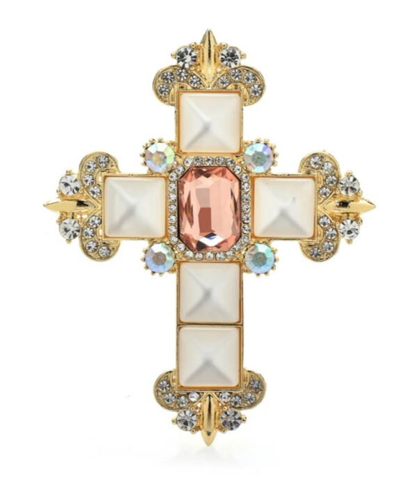 Luxusná brošňa na šaty v pohode smaltovaného kríža s kryštálikmi