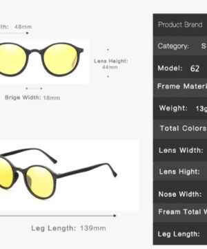 Polarizované okuliare pre šoférov a na šport s okrúhlym rámom