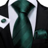 Sada s kravatou, vreckovkou a gombíkmi so zelenými pásmi