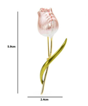 Smaltovaná brošňa na šaty v podobe žltého tulipánu