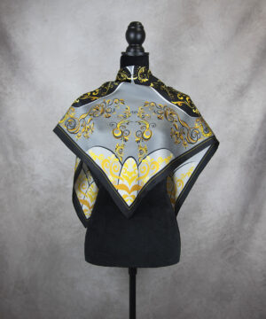Luxusná hodvábna šatka ORNAMENT - ZLATÝ, 90 x 90cm, Vyrobené na Slovensku – Obrázok 3