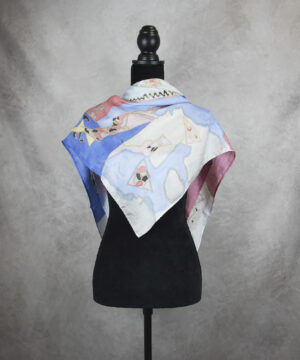 Luxusná ručne maľovaná  hodvábna šatka NEVESTA, 90 x 90cm, Výroba na Slovensku