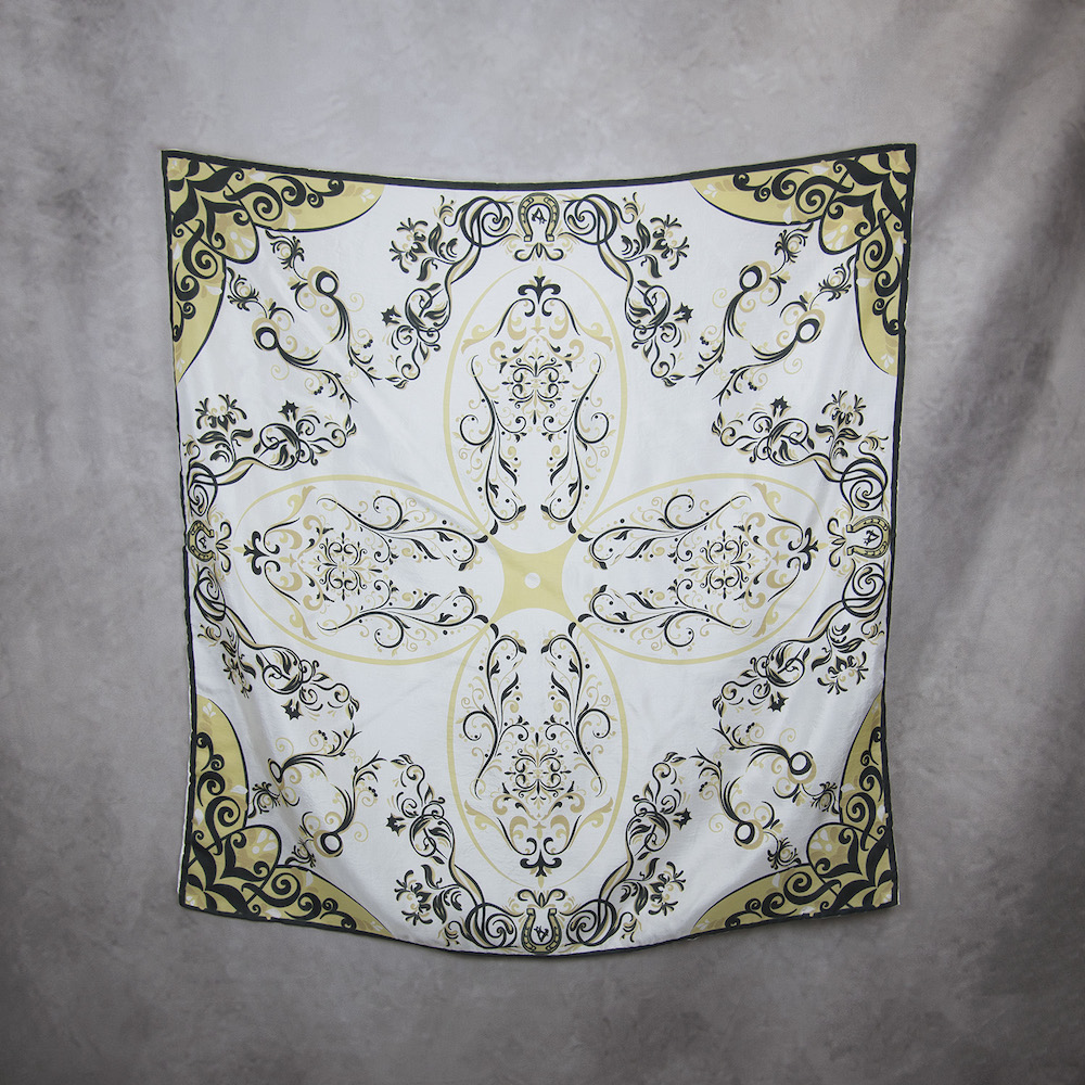 Luxusná hodvábna šatka ORNAMENT VZOR_3, 90 x 90cm, Made in SLOVAKIA – Obrázok 2