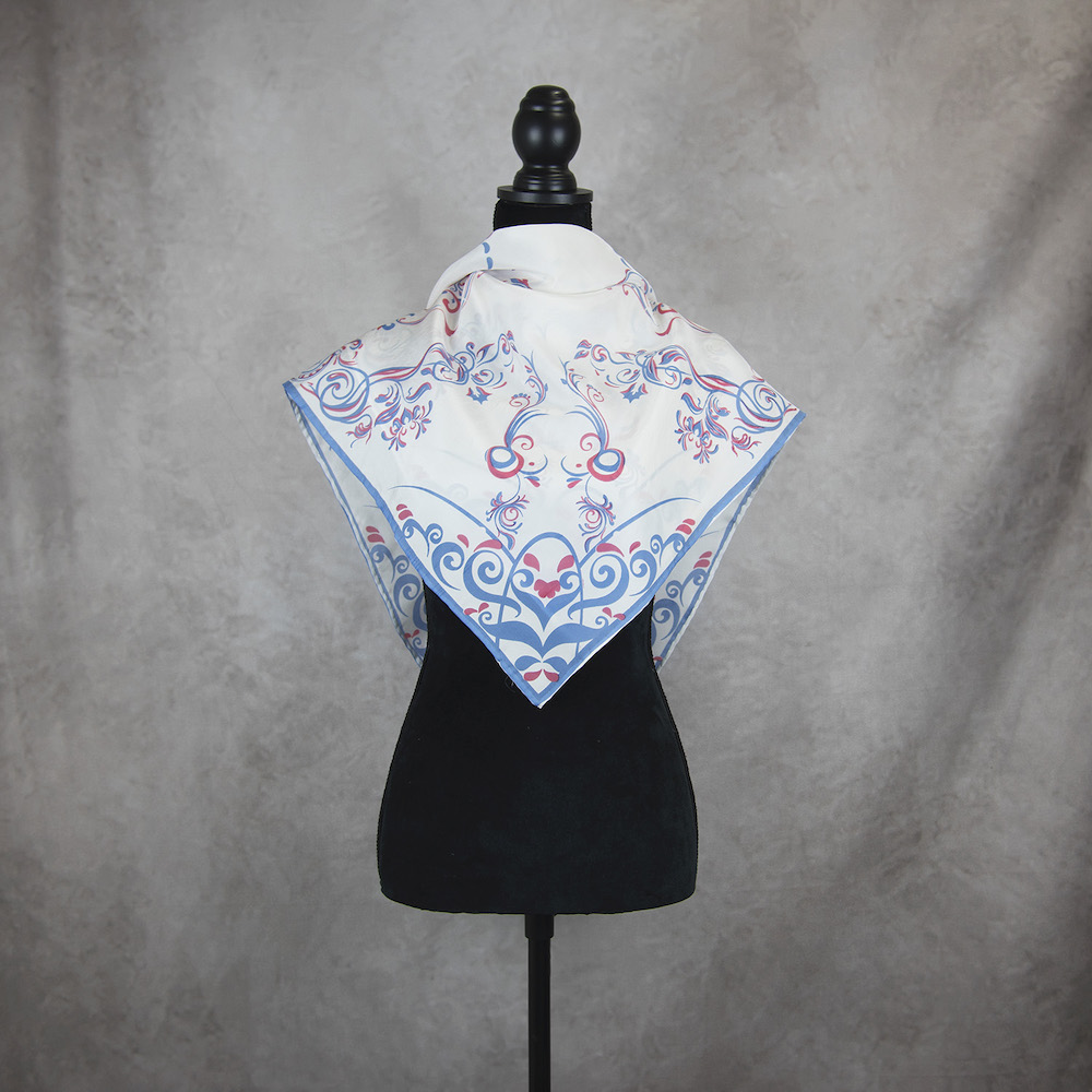 Luxusná hodvábna šatka ORNAMENT VZOR_5, 90 x 90cm, Made in SLOVAKIA