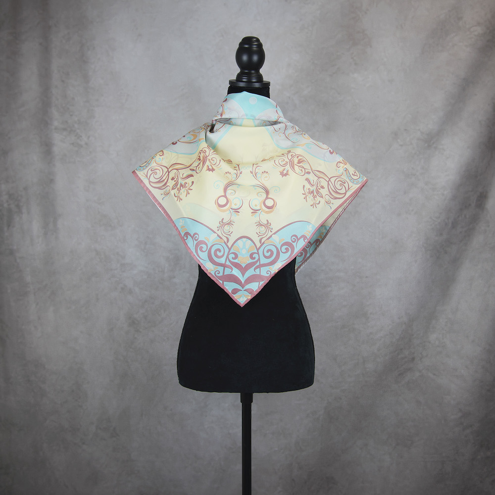Luxusná hodvábna šatka ORNAMENT VZOR_4, 90 x 90cm, Made in SLOVAKIA – Obrázok 5