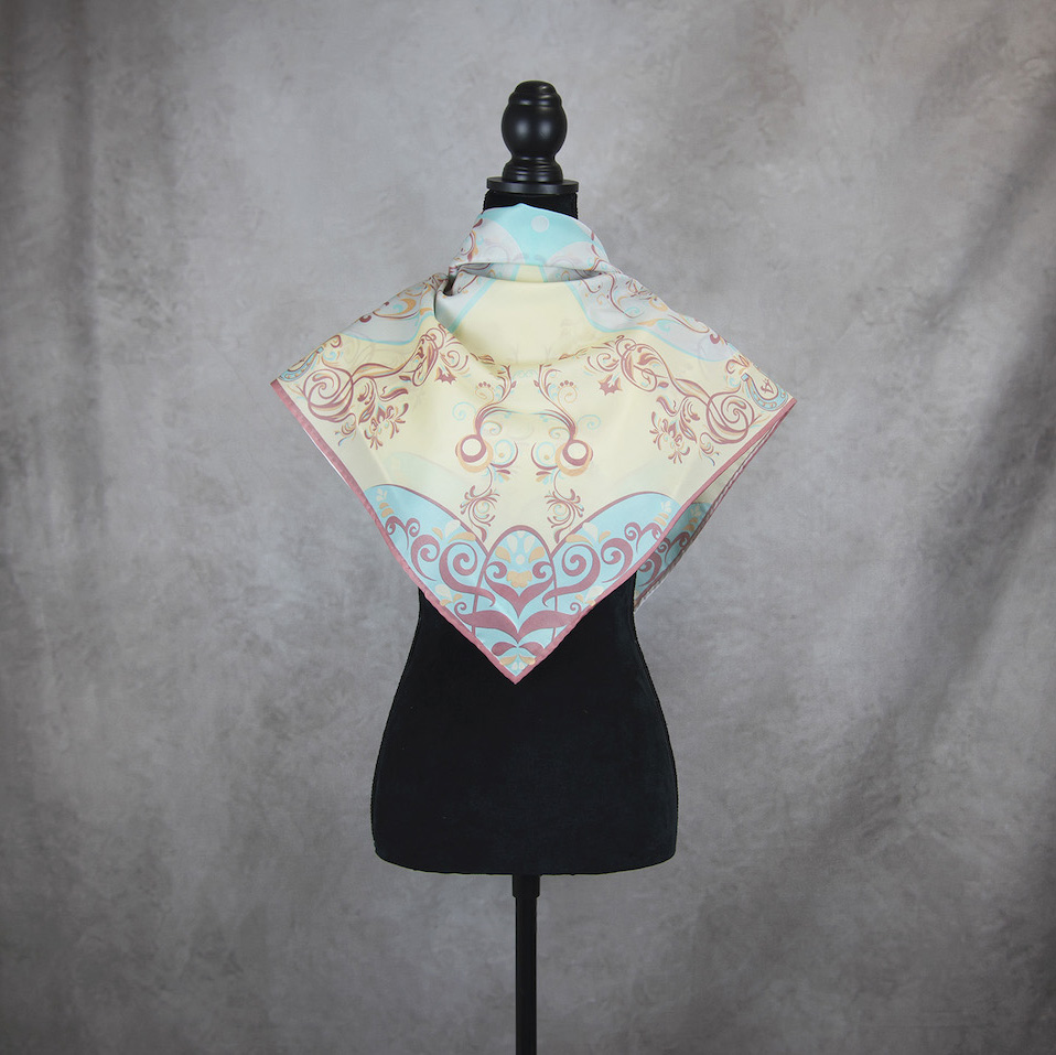 Luxusná hodvábna šatka ORNAMENT VZOR_4, 90 x 90cm, Made in SLOVAKIA