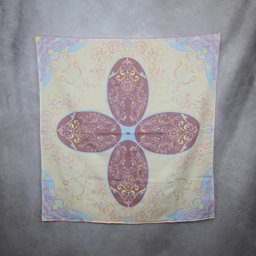 Luxusná hodvábna šatka ORNAMENT VZOR_1, 90 x 90cm, Made in SLOVAKIA – Obrázok 2